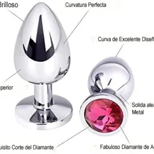 Plug Dilatador Anal Acero Strass - Metalico - Chico: imagen 3
