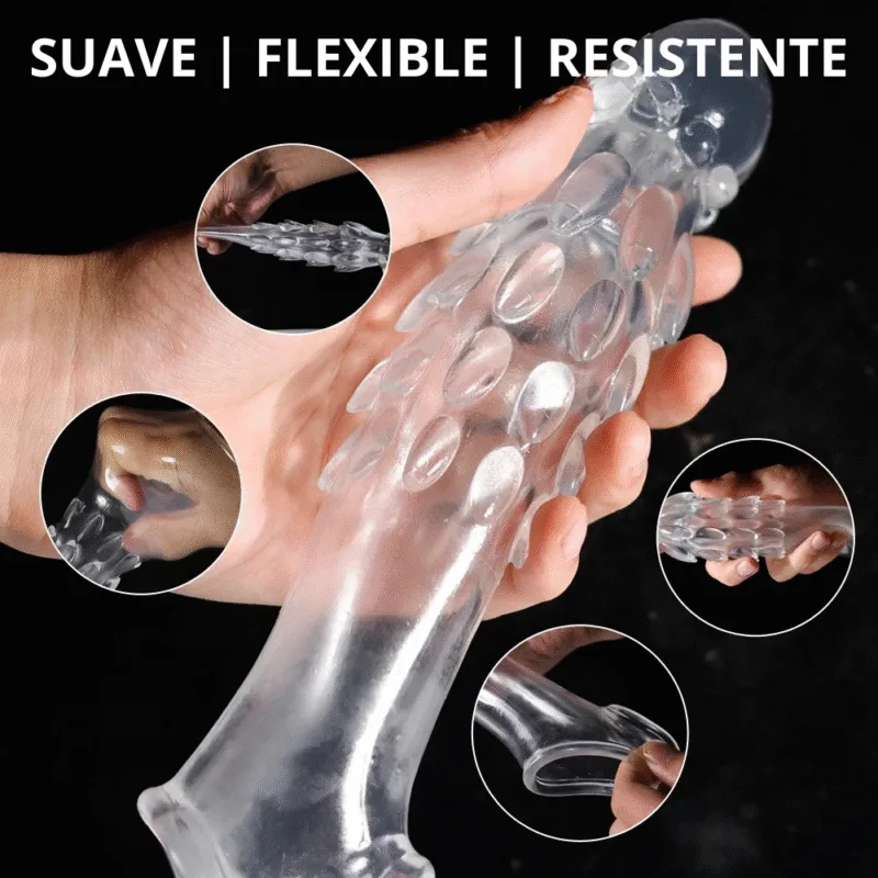 Funda peneana con Vibrador, escamas y agarre de testiculos