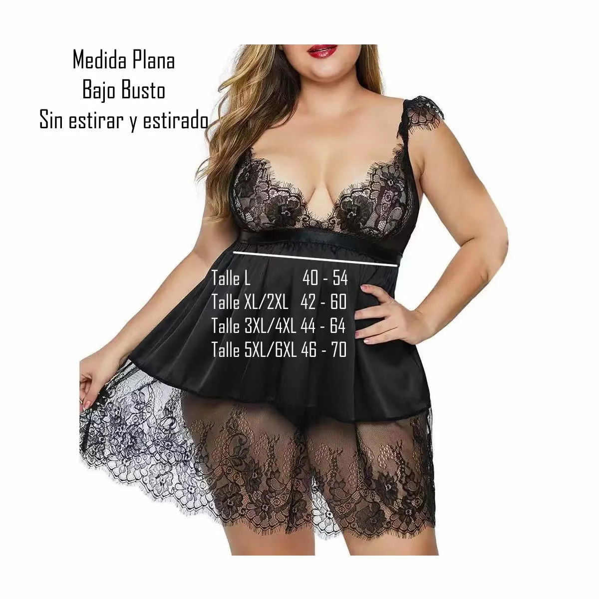 Camisolin Baby Doll Francesca de Puntilla (AL203) Talle 100 al 120: imagen 5