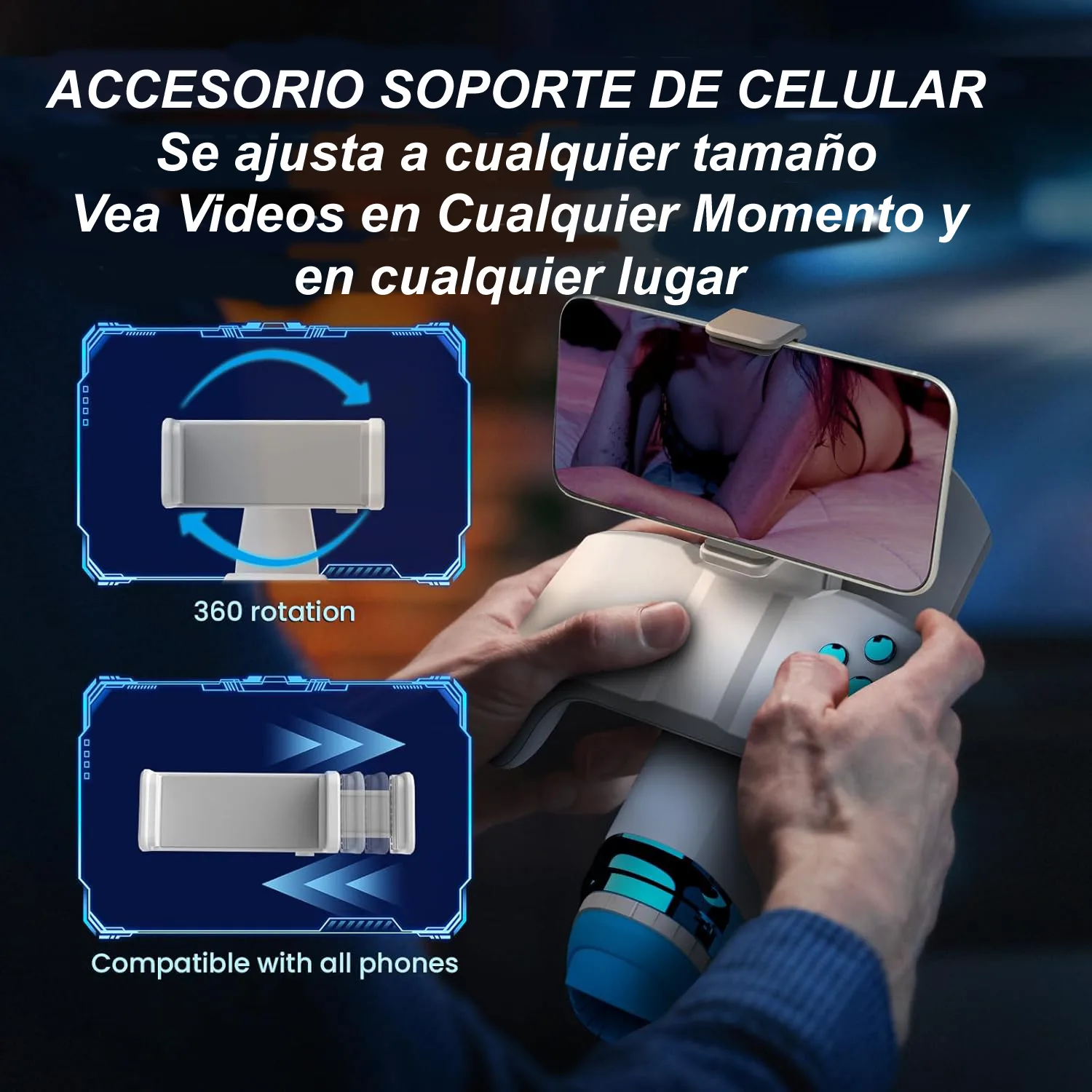 Masturbador Masculino con Vibración y Movimiento tipo Joystick para Celular - Imagen 7